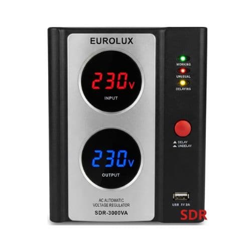 Régulateur de tension SDR, EUROLUX, 3000 VA port USB, garantie 6mois